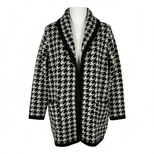 MAX STUDIO Houndstooth Open‎ Front Long Cardigan Size XS Womens NWT
